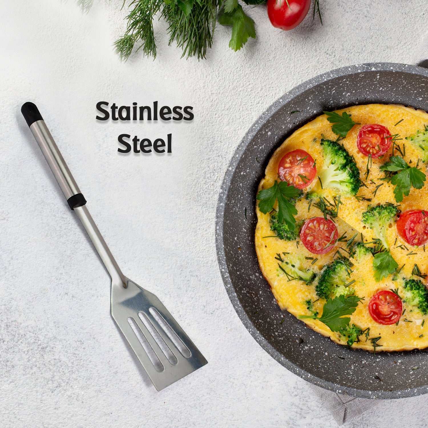 2998 Stainless Steel 14Inch Turners/Slotted Turner/Cooking Turner/for Dosa, Roti, Omlette, Parathas, PavBhaji. DeoDap 2998 Stainless Steel 14Inch Turners/Slotted Turner/Cooking Turner/for Dosa, Roti, Omlette, Parathas, PavBhaji. DeoDap